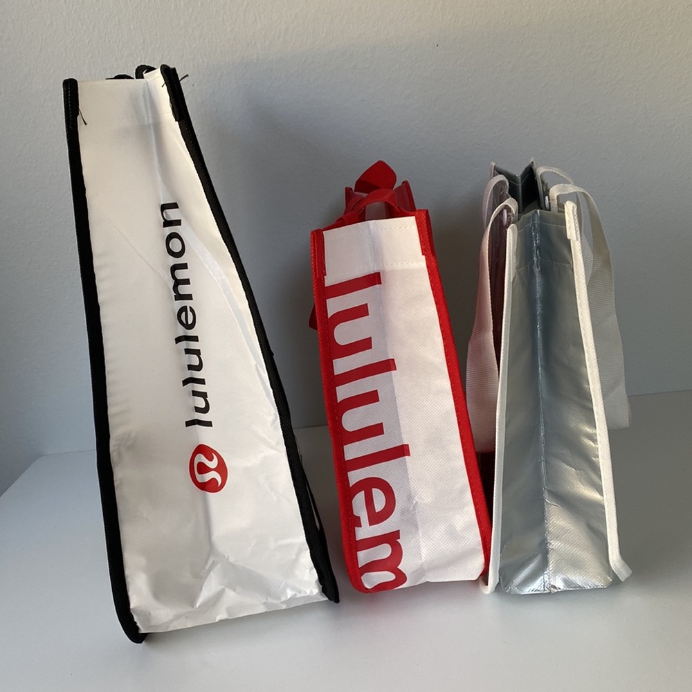 3 Lululemon Tote Bags Black and white, red, silver - Picture 7 of 8
